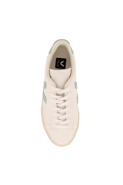 Shop Veja Campo Chromefree Leather Sneakers In Extra White Matcha (white)