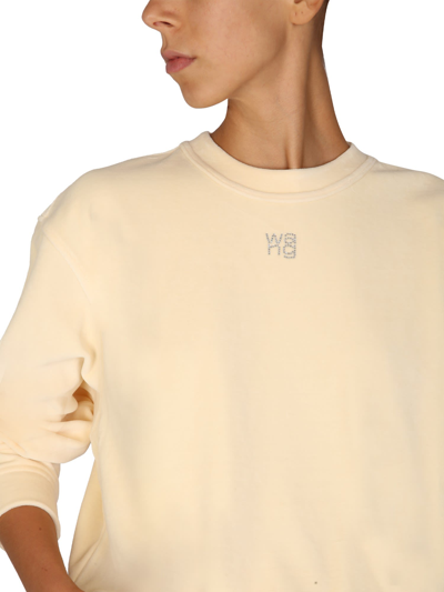 Shop Alexander Wang T Soft Velour Crewneck Sweatshirt In Bianco