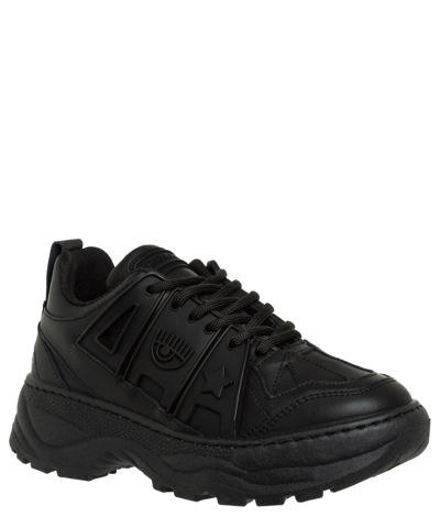 Shop Chiara Ferragni Eye Fly Leather Sneakers In Black