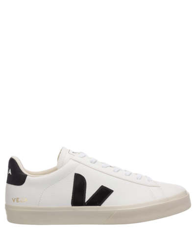 Shop Veja Campo Leather Sneakers In Extra White - Black