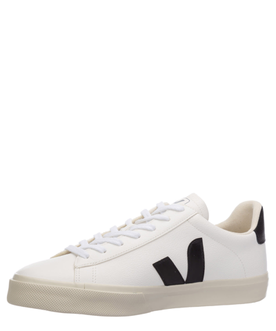 Shop Veja Campo Leather Sneakers In Extra White - Black