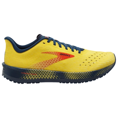 Shop Brooks Mens  Hyperion Tempo In Maize/grey/cherry Tomato