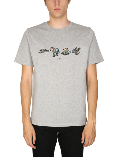 Shop Ps By Paul Smith Crewneck T-shirt In Grey