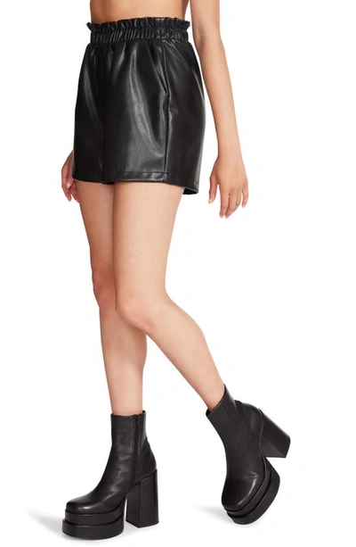 Shop Steve Madden Vegan Leather Shorts In Black