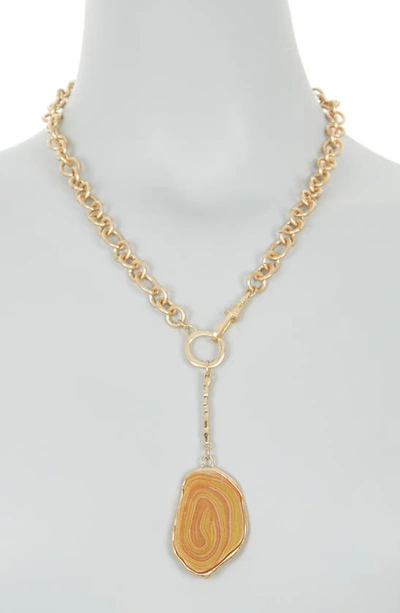 Shop Melrose And Market Organic Slice Stone Y-drop Necklace In Natural- Gold