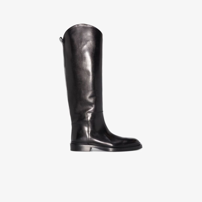 Shop Jil Sander Black Knee-high Leather Boots