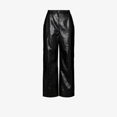 Shop Lvir Black Faux Leather Straight-leg Trousers