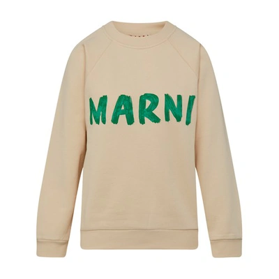 Shop Marni Crew Neck Sweatshirt In Antique White