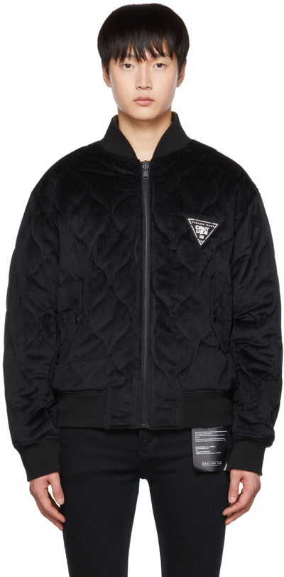 Shop Versace Jeans Couture Black Reversible Insulated Bomber In Black Black