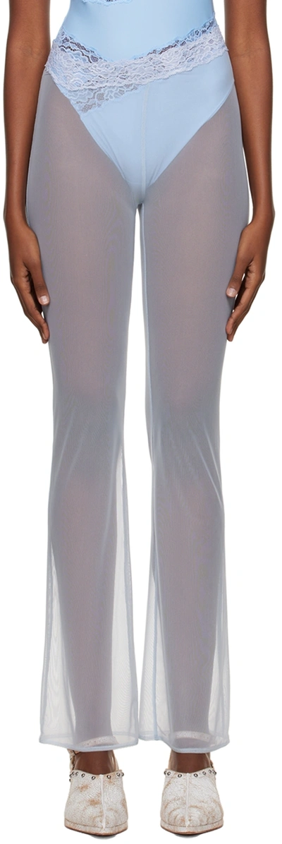 Vaillant Ssense Exclusive Blue Sheer Trousers In Meshblue