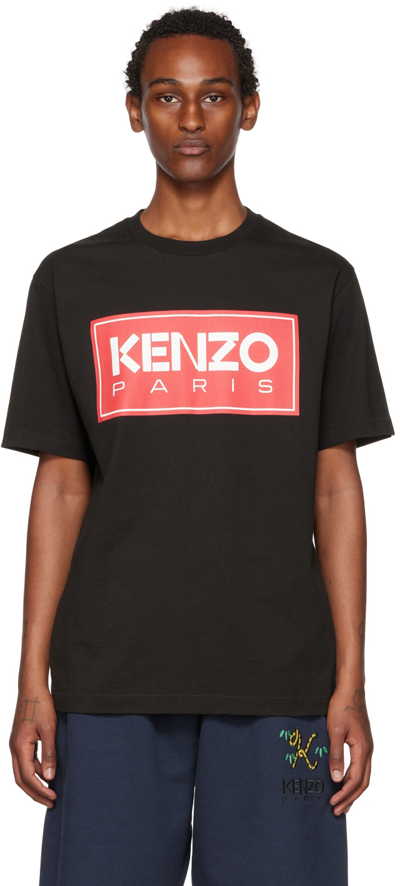Shop Kenzo Black  Paris T-shirt In 99j - Black
