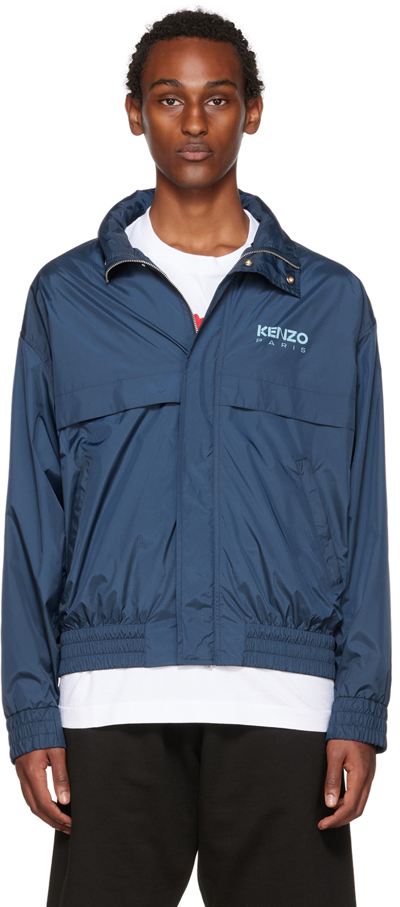 Shop Kenzo Blue  Paris Windcheater Jacket In 77 - Midnight Blue