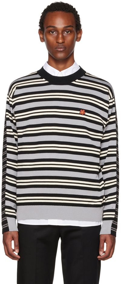 Shop Kenzo Gray  Paris Stripe Sweater In 96 - Misty Grey