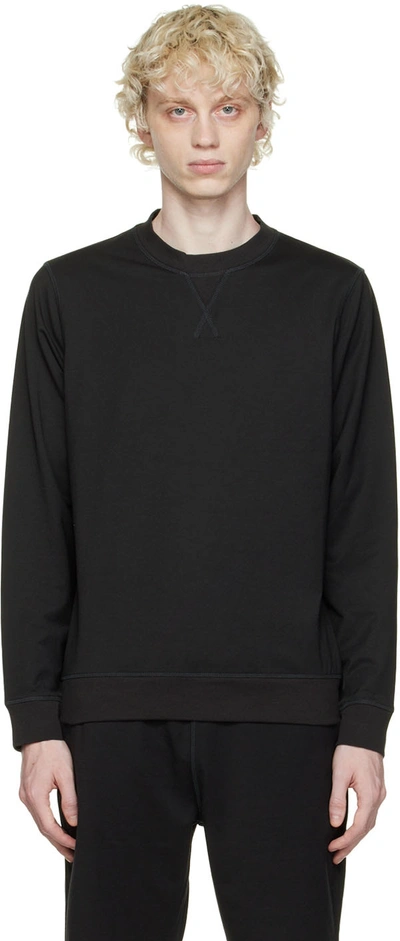 Shop Sunspel Black Dri-release Sweatshirt In Bkaa Black