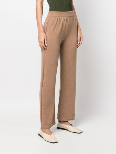 Shop Barrie Straight-leg Cashmere Trousers In Brown