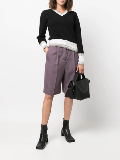 Shop Barrie V-neck Cashmere-knit Top In Black