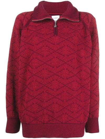 Shop Barrie Half-zip Cashmere Jumper In Red