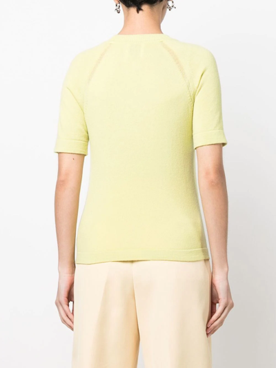 Shop Barrie Cashmere Short-sleeve Top In Green