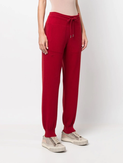 Shop Barrie Drawstring Cashmere Trousers In Red