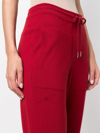 Shop Barrie Drawstring Cashmere Trousers In Red