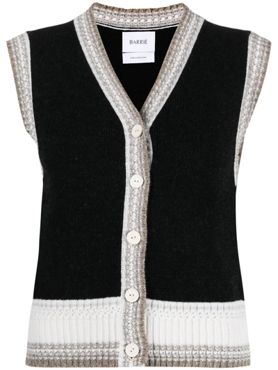 Shop Barrie Sleeveless Cashmere Cardigan In Black