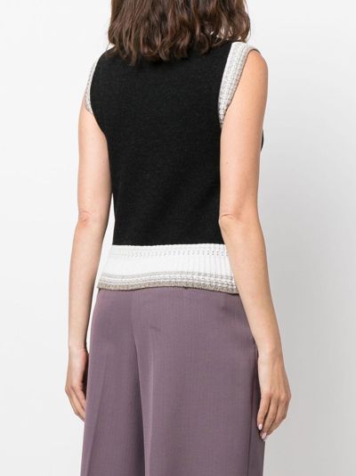 Shop Barrie Sleeveless Cashmere Cardigan In Black