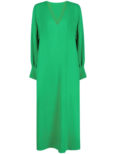 Shop Valentino V-neck Long-length Dress In Green