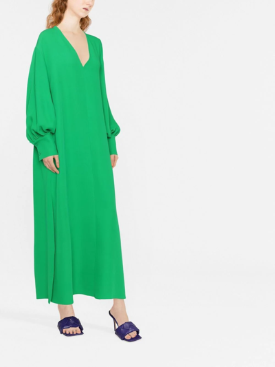 Shop Valentino V-neck Long-length Dress In Green