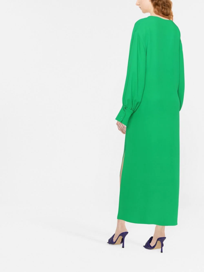 Shop Valentino V-neck Long-length Dress In Green