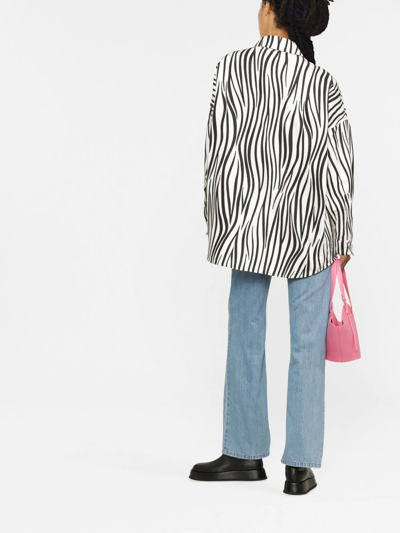 Valentino Zebra Print Cotton & Silk Faille Overshirt In Black