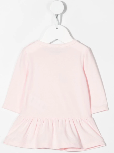 Shop Kenzo Logo-print Ruffle Dress In Pink