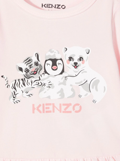 Shop Kenzo Logo-print Ruffle Dress In Pink