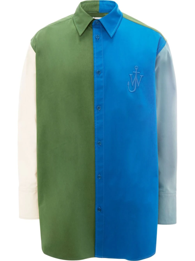 Shop Jw Anderson Multi-panel Long-sleeve Shirt In Green