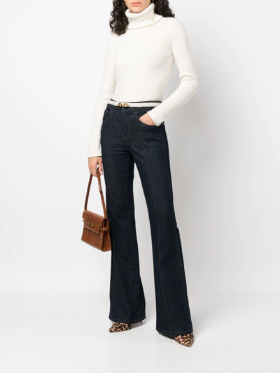 Saint Laurent Ribbed-knit Roll-neck Jumper In Neutrals