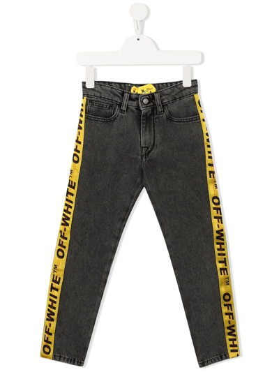 Shop Off-white Side Logo-print Detail Jeans In Grey