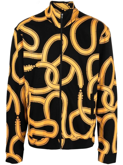 Shop Marcelo Burlon County Of Milan Snake-print Zip-up Jacket In Black