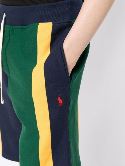 Shop Polo Ralph Lauren Striped Track Shorts In Green