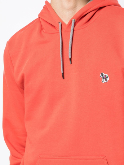 Shop Ps By Paul Smith Logo Drawstring Hoodie In Orange
