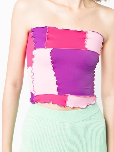 Shop Sherris Colour-block Bandeau Top In Pink