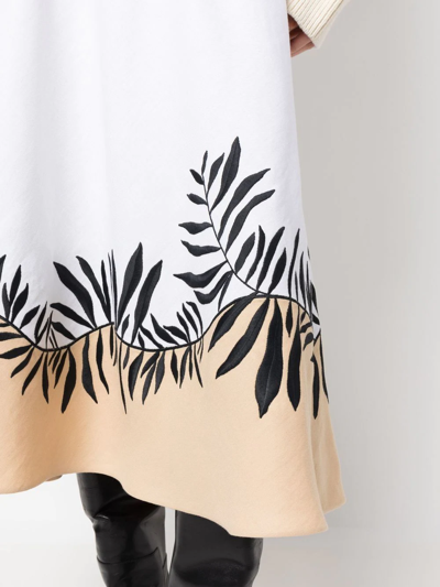 Shop Loro Piana Leaf-print A-line Skirt In White