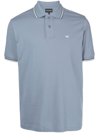Shop Emporio Armani Logo Short-sleeve Polo Shirt In Blue