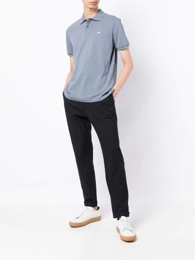 Shop Emporio Armani Logo Short-sleeve Polo Shirt In Blue