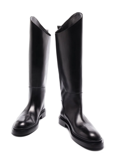 Shop Jil Sander Knee-high Leather Boots In Black