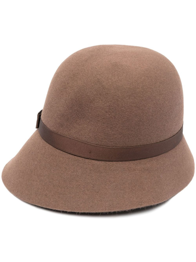 Shop Borsalino Felted Cloche Hat In Brown