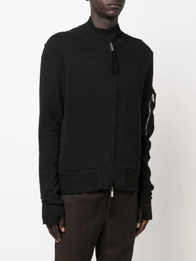 Shop Thom Krom Ribbed-knit Deconstructed Bomber Jacket In Black