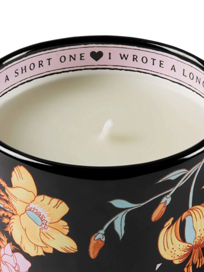 Shop Gucci Violet-scented Flora-print Candle In Black