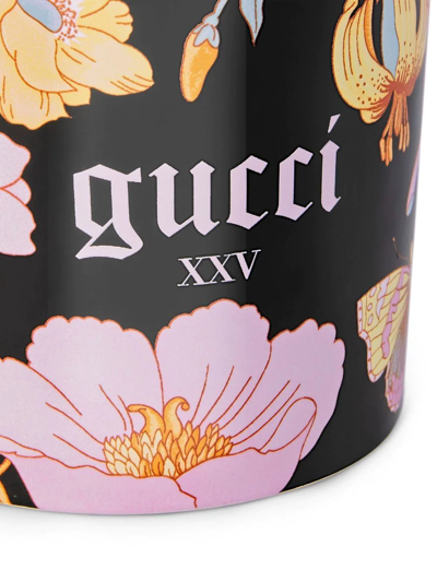 Shop Gucci Violet-scented Flora-print Candle In Black