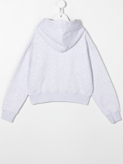 Palm Angels Embroidered-logo Cotton Hoodie In Grey