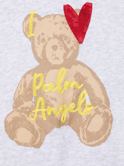 Palm Angels Embroidered-logo Cotton Hoodie In Grey