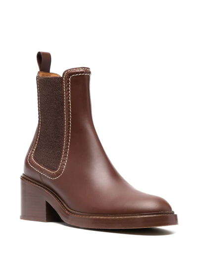 Shop Chloé Mallo Calf-leather Ankle Boots In Brown
